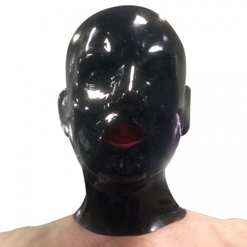 Zwaar latex masker met rode tong-gag