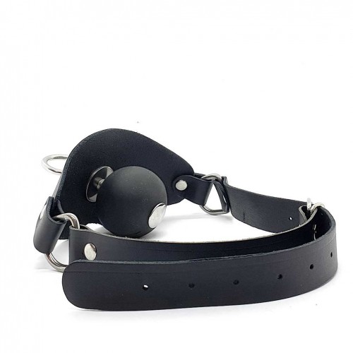 Leather Super Ball Gag with Eyelet by Black Label
