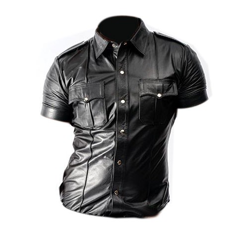 Leather Police Shirt Short Sleeves