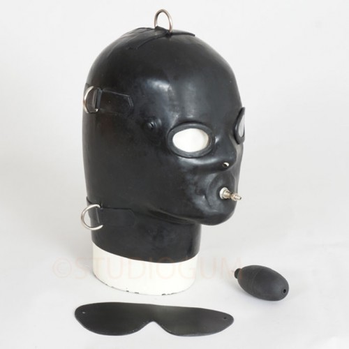 Anatomisch latexmasker met vaste opblaasbare gag