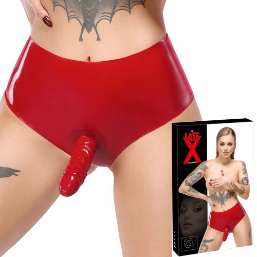 Latex slip met een externe dildo van Late-X Fetish Wear