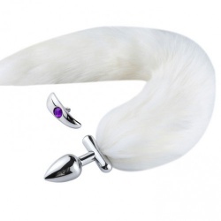 Untamed XL White Fox Tail Anal Plug - xr-ae202w