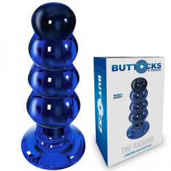 De Blauw Stralende vibrerende glazen plug van ToyJoy - Buttocks - sc-10217