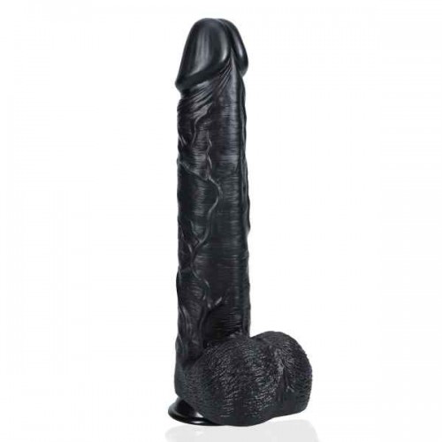 Extra Large Straight Dildo with Balls 15" / 38 cm - Black