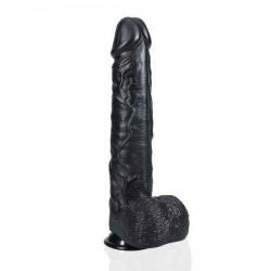 Extra großer Dildo gerade mit Hoden 13" / 33 cm - Schwarz - rea163blk